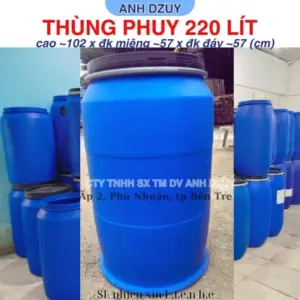 Lu 220 Lít Tròn Đế Bằng Có Nắp Đai Sắt Chắc Chắn Chống Đổ - Mới 95% Siêu Bền Đẹp Đựng Nước