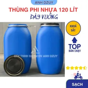 Thùng Phi Nhựa 120 Lít Vuông Mới 85% Siêu Bền, Đựng Nước Sạch, Thùng Phi Nhựa Xanh - Anh Dzuy