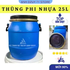 Thùng Phi Nhựa Đai Sắt Dung Tích 25L Đựng Nước Không Hóa Chất