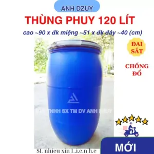 Thùng Phi Nhựa Đai Sắt Dung Tích 120L Đựng Nước Không Hóa Chất