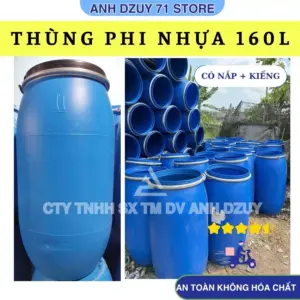 Thùng Phi Nhựa Đai Sắt Dung Tích 160L Đựng Nước Không Hóa Chất
