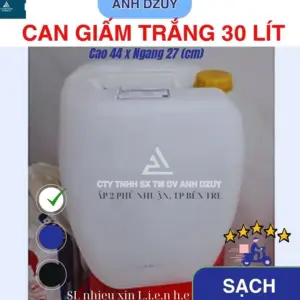 Can giấm trắng cũ 30l-Mới 85%, dày, chắc, bền-Tái sử dụng tùy mục đích
