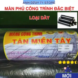 Màn Phủ Công Trình Dày 10 mic +-5% TÂN MIỀN TÂY rộng 1m dài 100m nhựa PE màn chống thấm bạt phủ