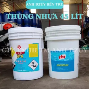 Thùng Nhựa 45L Có Nắp Dày Dặn Đựng Nước Thực Phẩm Sạch – Vỏ Thùng Clo Mới 90%